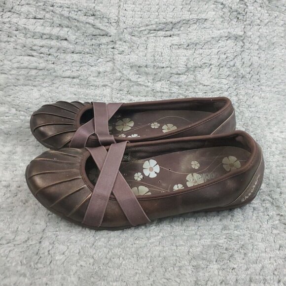 Skechers Mary Jane Shoes Womens Size 7 Metallic Brown Leather Slip On Comfort - Picture 2 of 8